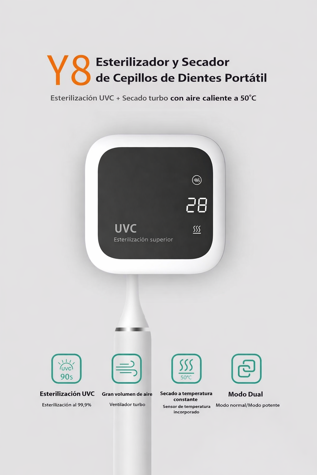 CleanBrush UV - Esterilizador UV Portátil para Cepillos Dentales